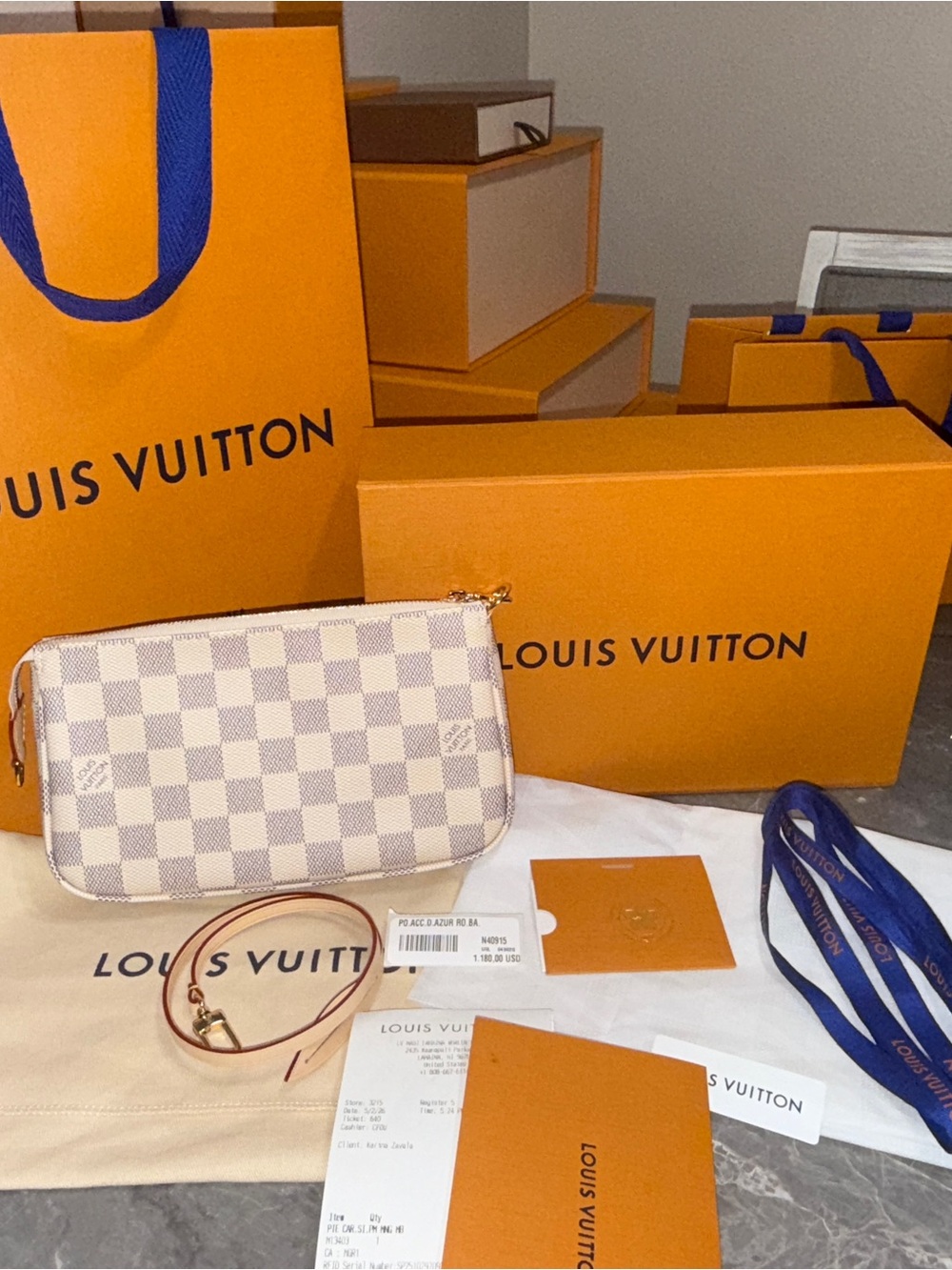 Authentic Louis Vuitton Pochette Accessoires DA/Rose Ballerina OUT OF STOCK